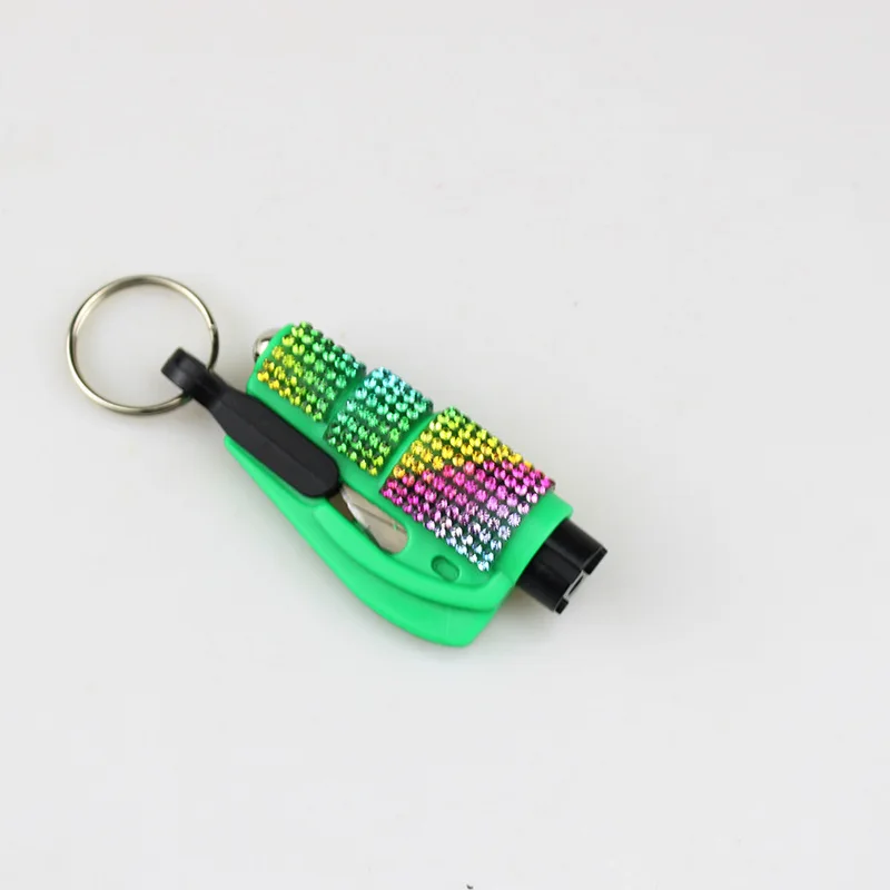 Rhinestone Car Safety Hammer Seat Belt Cutter Keyring Auto Window Broken Emergency Glass Breaker Car Life-saving Escape Tool