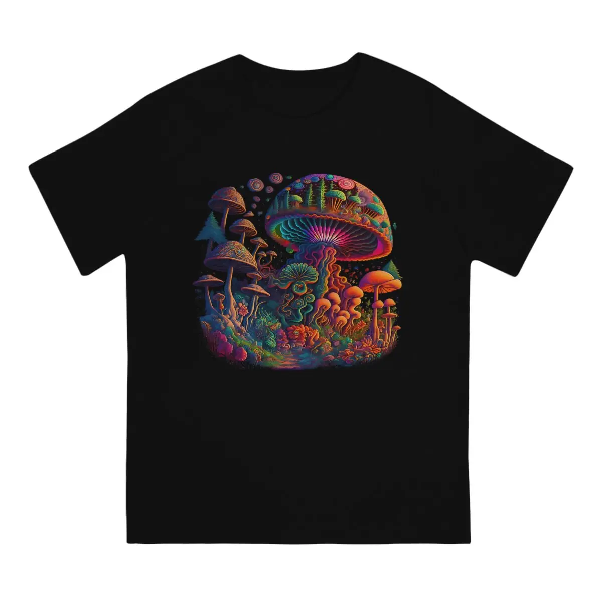 Mushroom Forest Shroom Forest   Psychedelic Art Tshirt Graphic Men Tops Vintage Fashion Summer COTTON Short Sleeve Harajuku