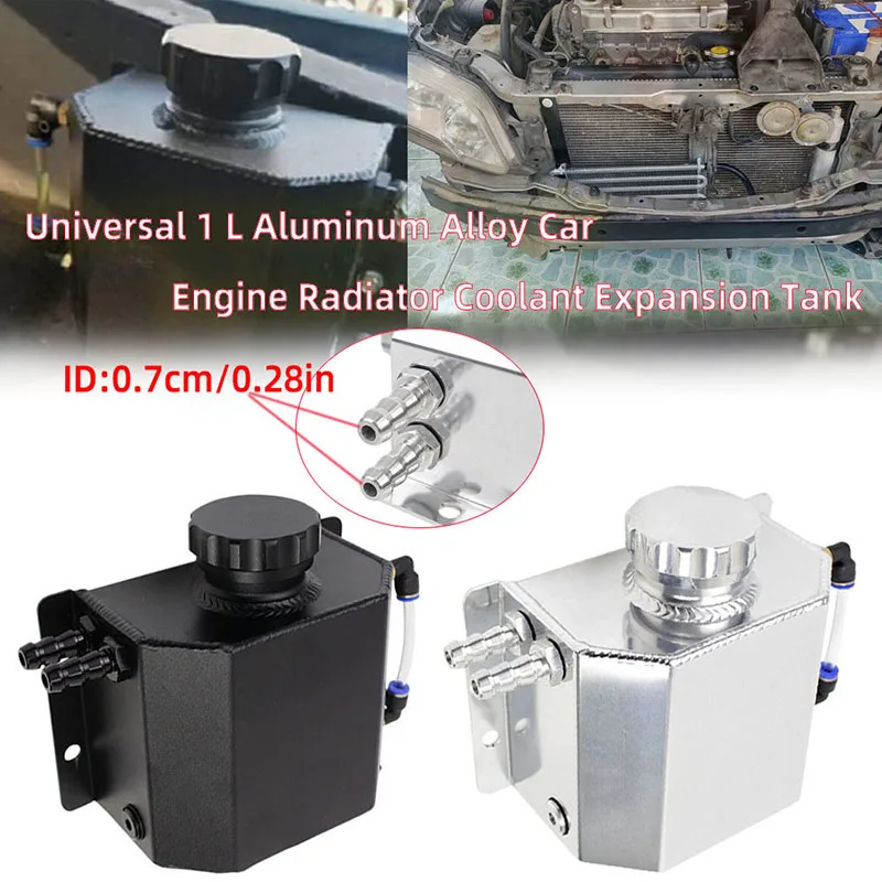 1L/2L Coolant Radiator Tank Universal Reservoir Expansion Aluminum Overflow Tank