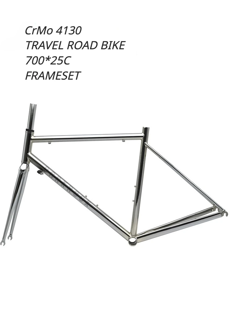 

700*25C Road Travel Bike Steel Frame R-702C CrMo 4130 QR Bicycle Frameset 470/500/530mm with Fork Cycling Gear