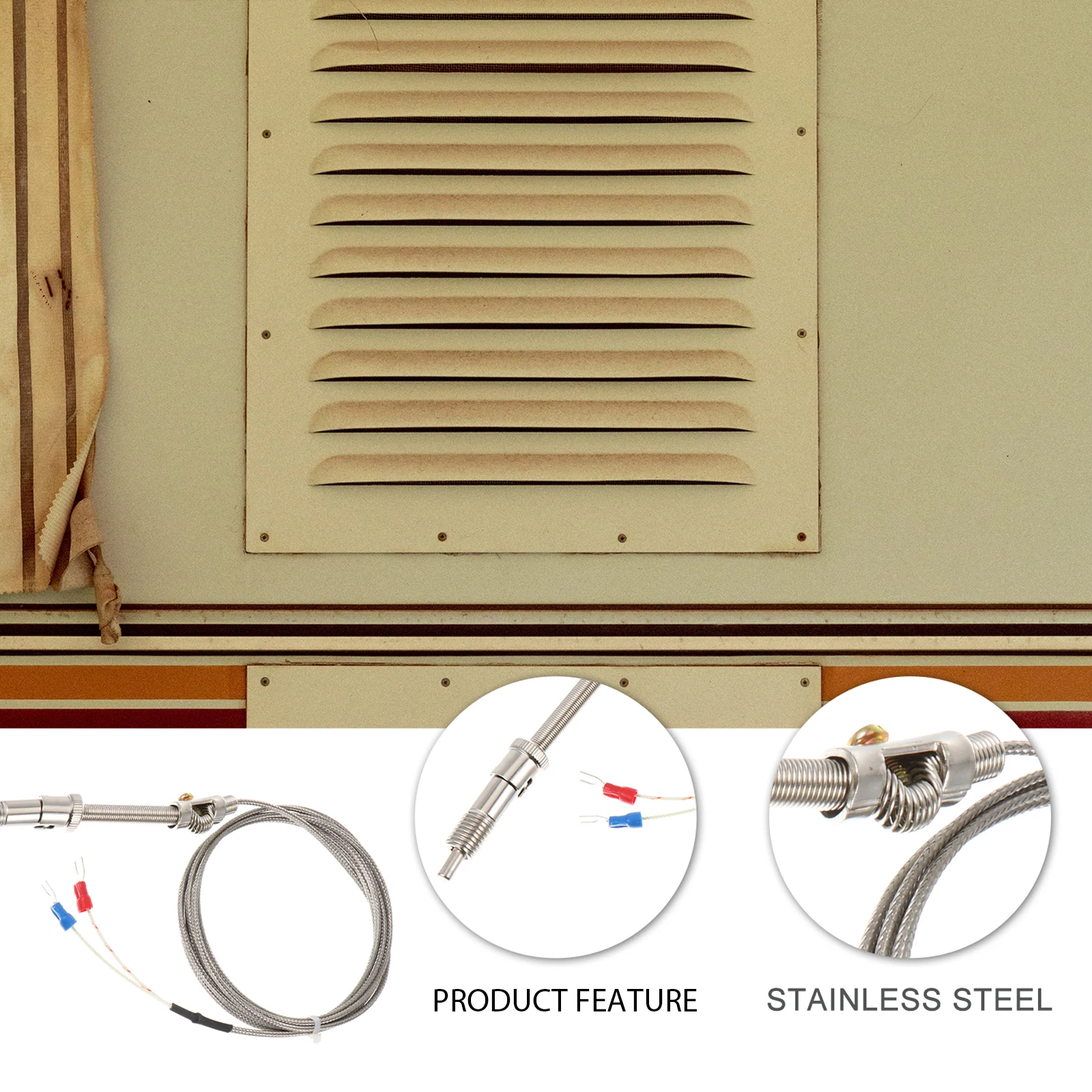 

Pressure Spring Temperature Measurement Line Sensor Stainless Steel Waterproof K Type Thermocouple Probe Cable Temperature