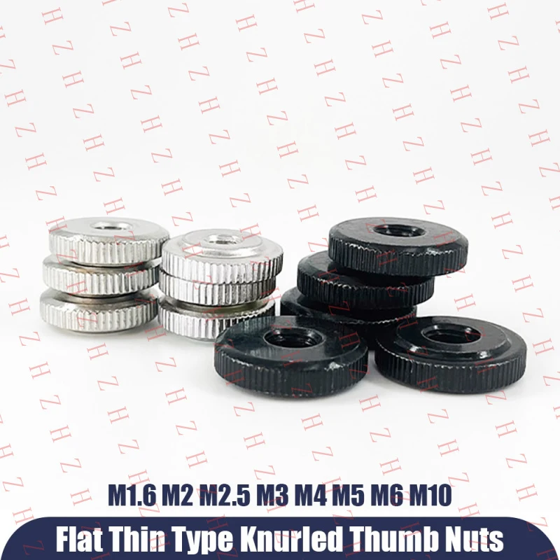 U+ M1.6 M2 M3 M4 M5 M6 Thin Type Knurled Thumb Nut Carbon Steel Hand Grip Turn Knob（Minimum order 10 pieces）