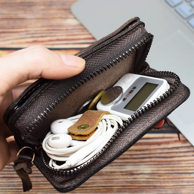 New Genuine Leather Keychain Men Key Holder Organizer Pouch Cow Split Car Long Key Bag Housekeeper Key Case Wallet