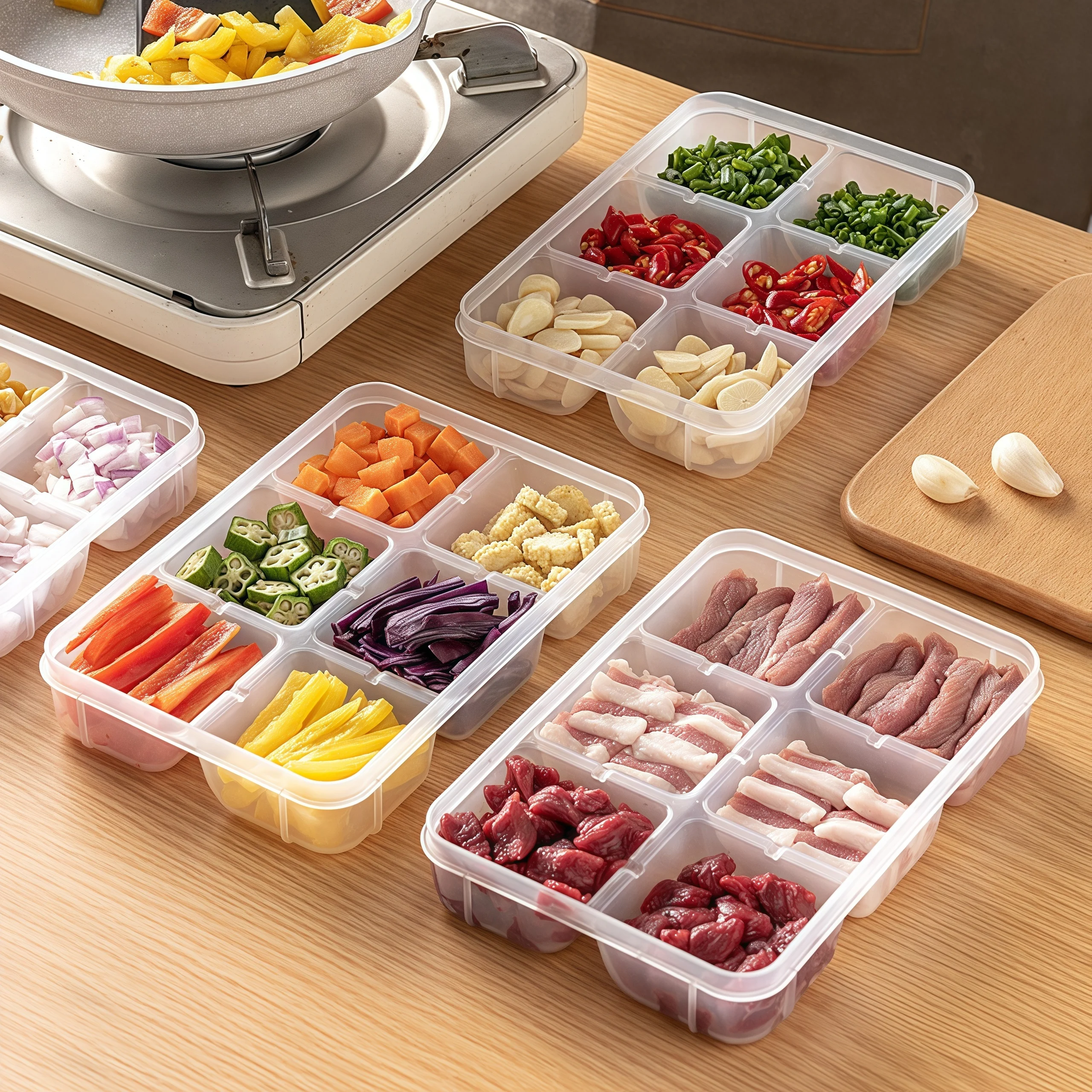 Kühlschrankspezifische gefrorene Fleischfächerbox, gefrorene Verpackungsbox, gefrorene Aufbewahrungsbox, Lebensmittelzubereitungsbox, frisch-k