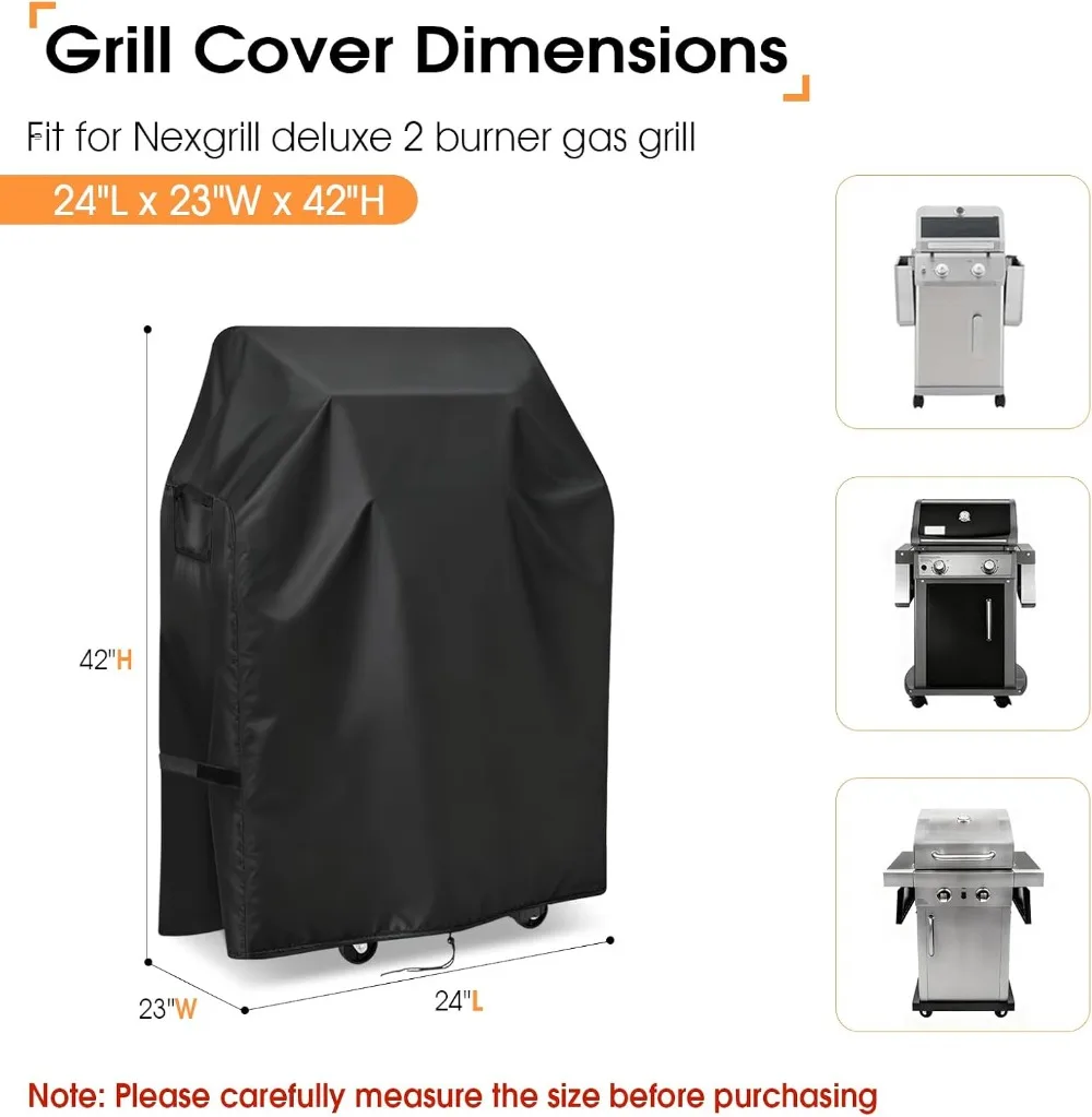 24x23x42 Inch Waterproof BBQ Grill Cover for 2-Burner Gas Grills with Foldable Shelves, Heavy Duty Oxford Fabric