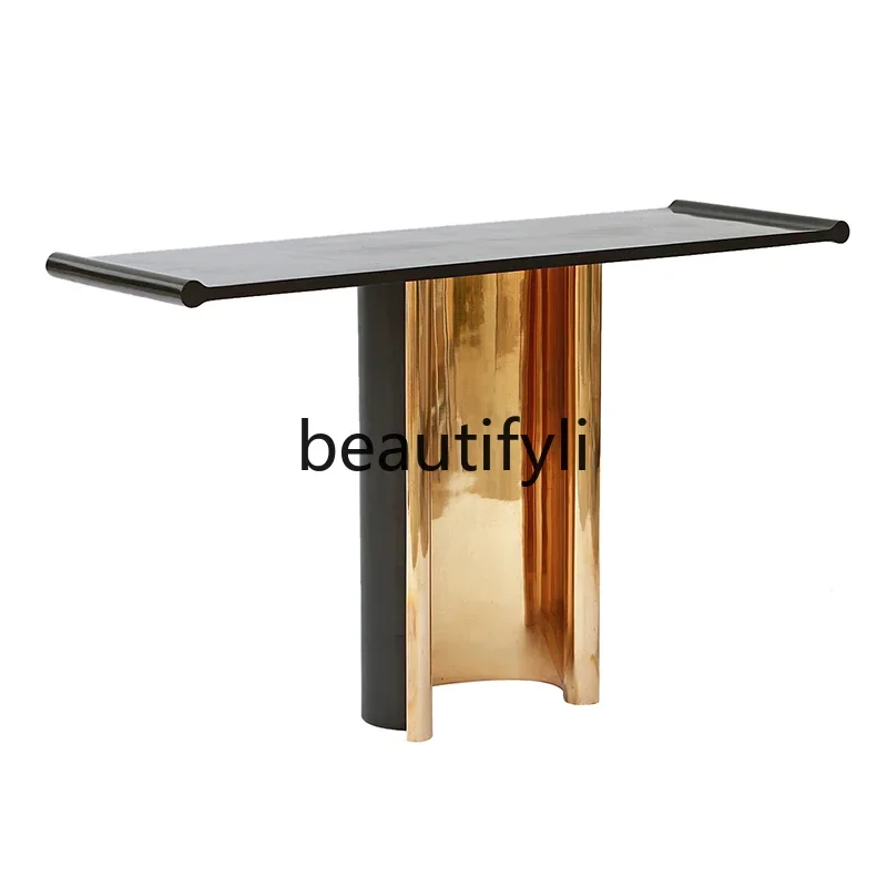 

55Chinese light luxury and simple, entrance entrance platform, aisle end view table, strip case, metal stainless steel entrance