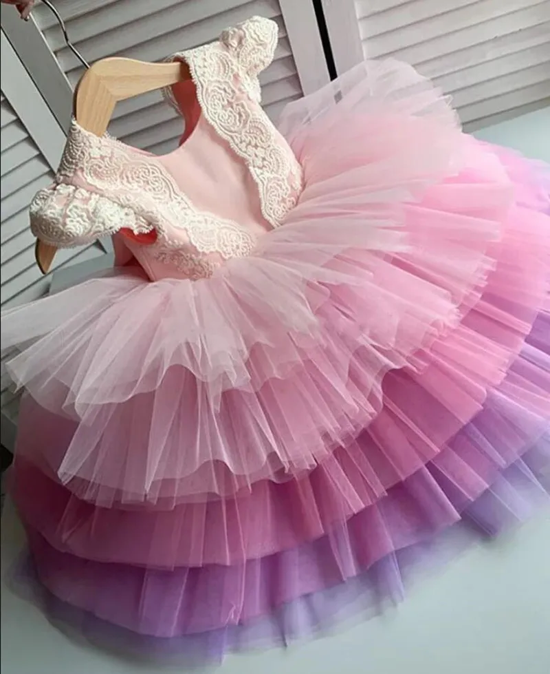 New Tailor-Made Baby Girl's Dress Tulle Princess Dress Kids Baptism Dress First Birthday Dress Pageant Gown Photography