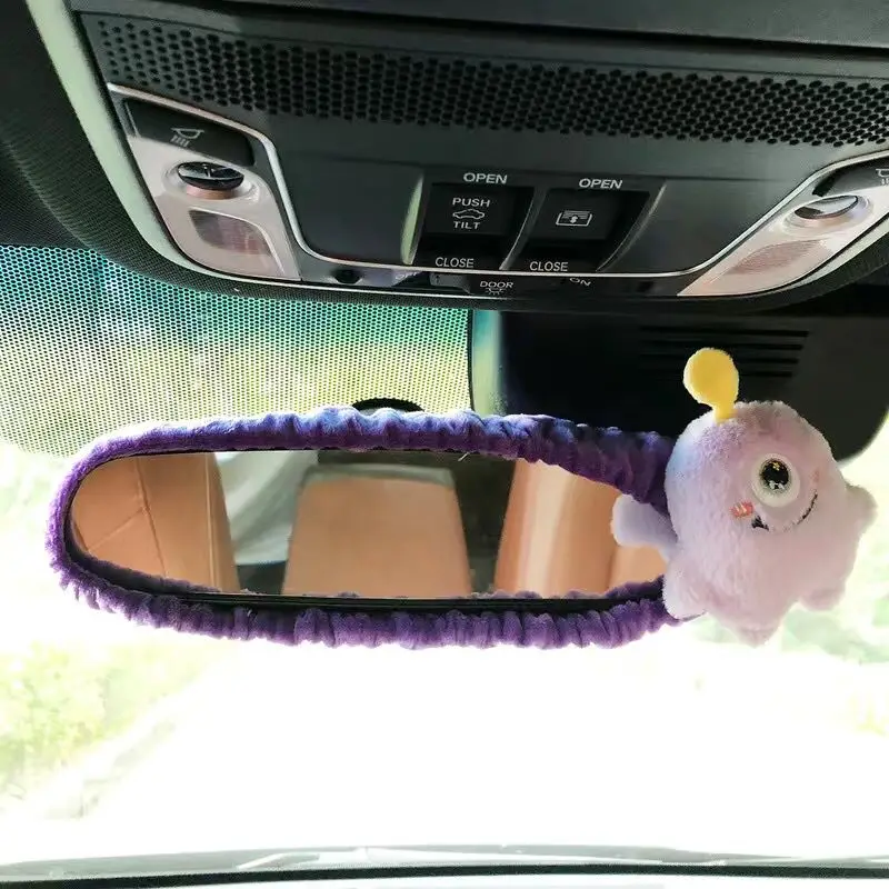 Cartoon Cute Car Rearview Mirror Cover Interior Reversing Mirror Cover Little Monster Electric Car Ornament Car Accessories