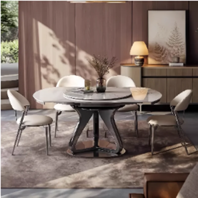 Round Small Dining Tables Metal Design Cheap Black Luxury Dining Tables Modern Space Saving Mesas De Comedor Furniture Home