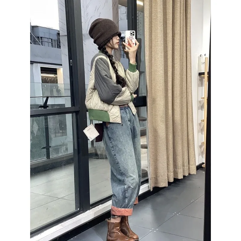Women's Autumn Winter Tops Coat Splicing Baseball Clothes Cotton Clothes Lingerie Color Crash Leisure Design Fashion Versatile