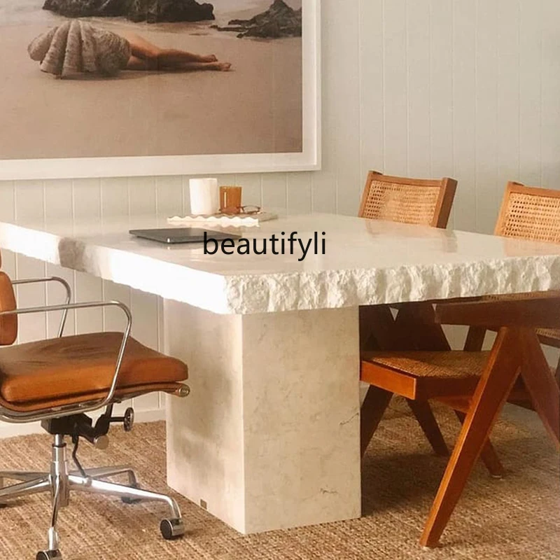 Natural Cave Stone Dining Table B & B Rectangular Marble Dining-Table