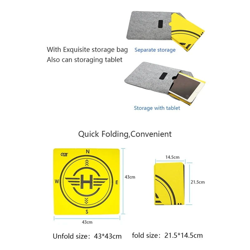 Drone Coordinate Pad 43cm for Avata 2 / 3 Pro Folding Landing Pad Aerial Coordinate Pad-TCES