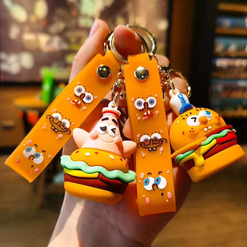 

Hamburg SpongeBob Cartoon Cute Doll Car Keychain Couple's Bag Keychain Kawaii Cute Personalized Gifts Y2k Fashion Toys Anime