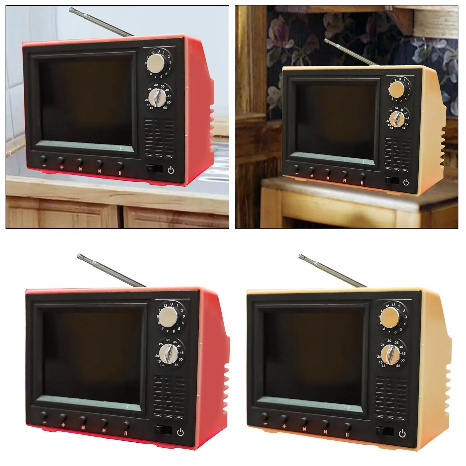 

1:12Scale Dollhouse TV Simulation Entertainment Center Gift Mini Television Set 2.4Inch Screen Tiny LCD Television Furniture Toy