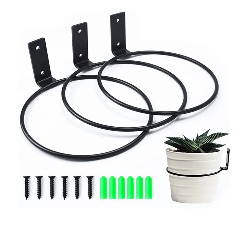 Plant Holder Ring Foldable Wall Mounted Metal Flower Pot Hook Hangers Wall-mounted Flower Pot Pullback Home Improvement