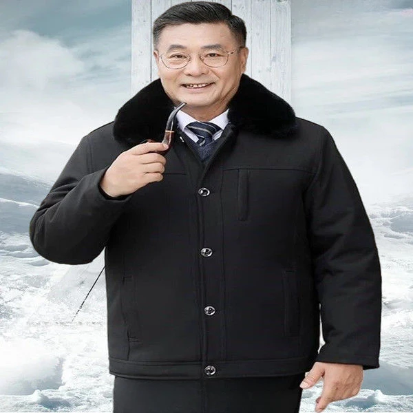 Men's Cotton Jacket Thickened Middle and Elderly Warmth Preservation Dad's Winter Removable Fur Collar  Clothing A261