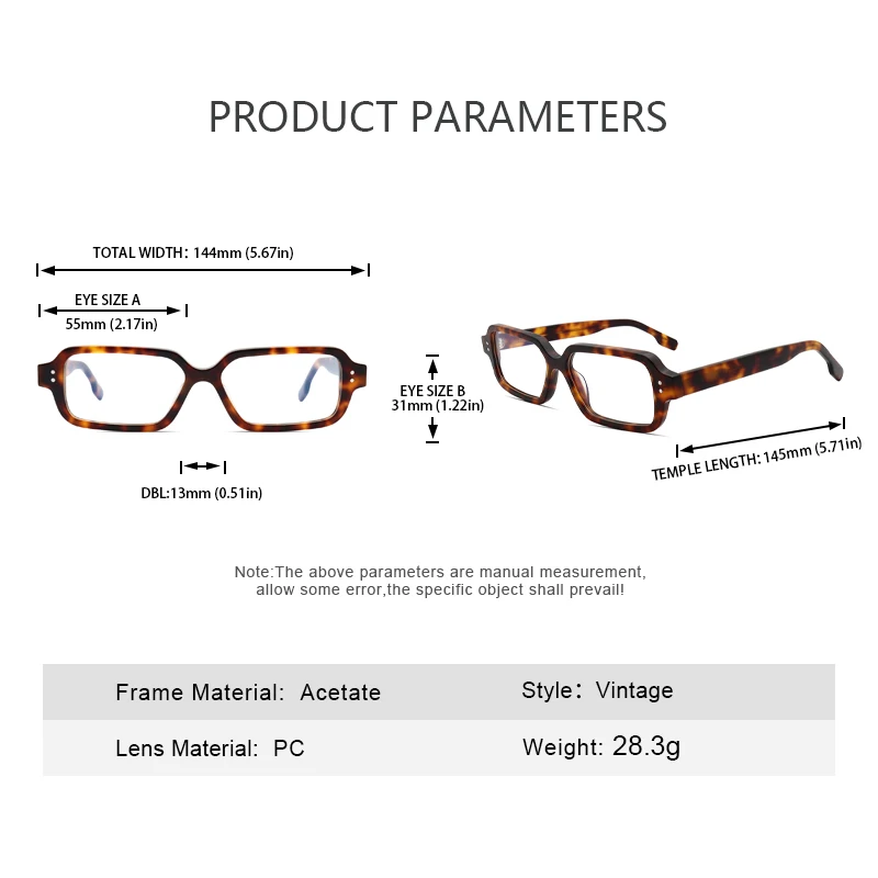Retro Artistic Women's Optical Glasses Classic Rivet Design Acetate Rectangular Frame Fashionable Men's Decorative Glasses
