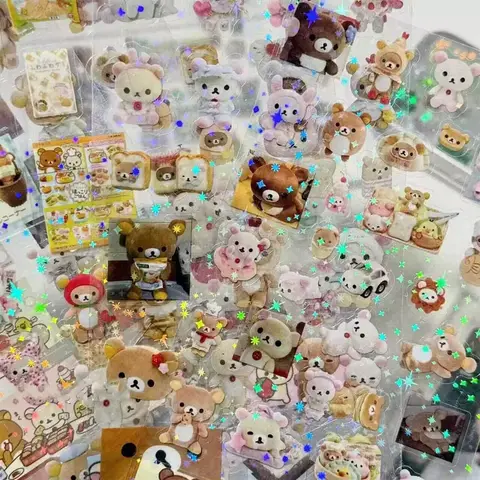 Kawaii 만화 Rilakkuma 스티커 데스크탑 노트북 장식 핸드 계정 스티커 학생 크리 에이 티브 생일 크리스마스 선물