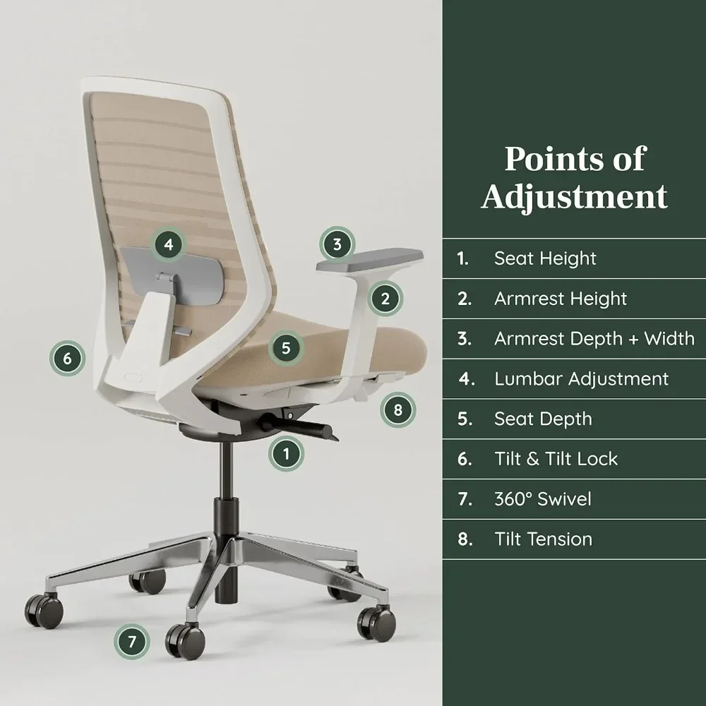 Ergonomic Chair - A Versatile Desk Chair with Adjustable Lumbar Support, Breathable Mesh Backrest, Experience Optimal Comfort