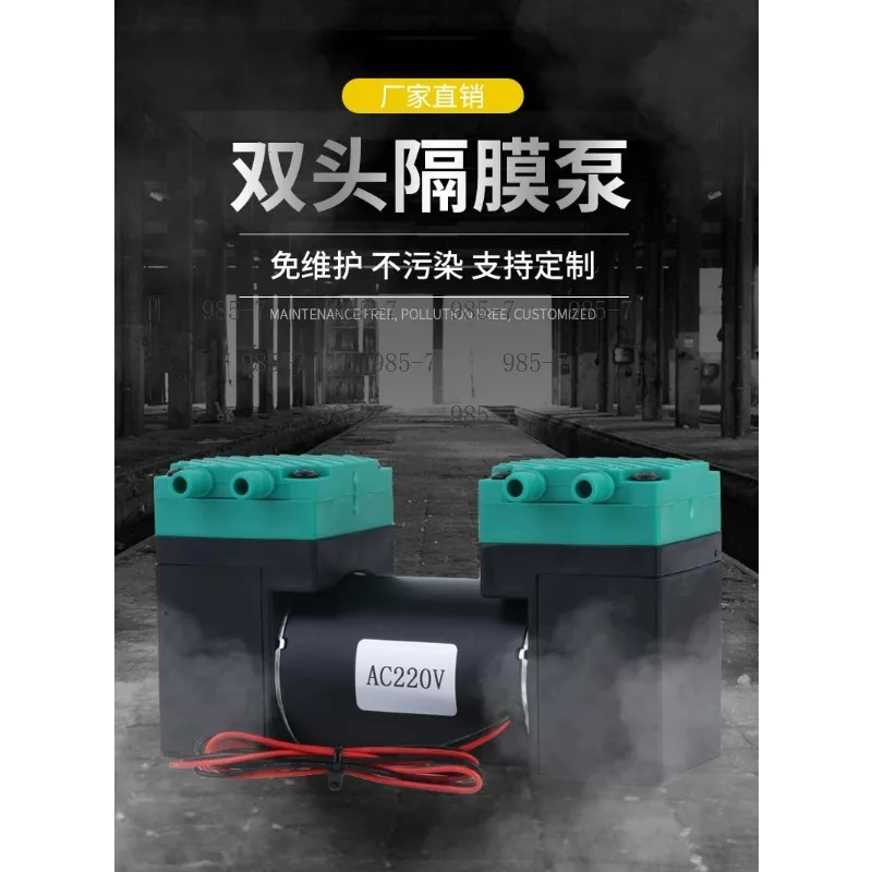 Mini Double-head Diaphragm Pump, 12V 24V 220V Dual-purpose DC Vacuum & Negative Pressure Pump