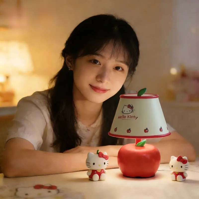 2026 Sanrio Hello Kitty Cute Apple Night Light LED Red White Series for Bedroom Nightstand Anime Style Kawaii Cartoon Holiday