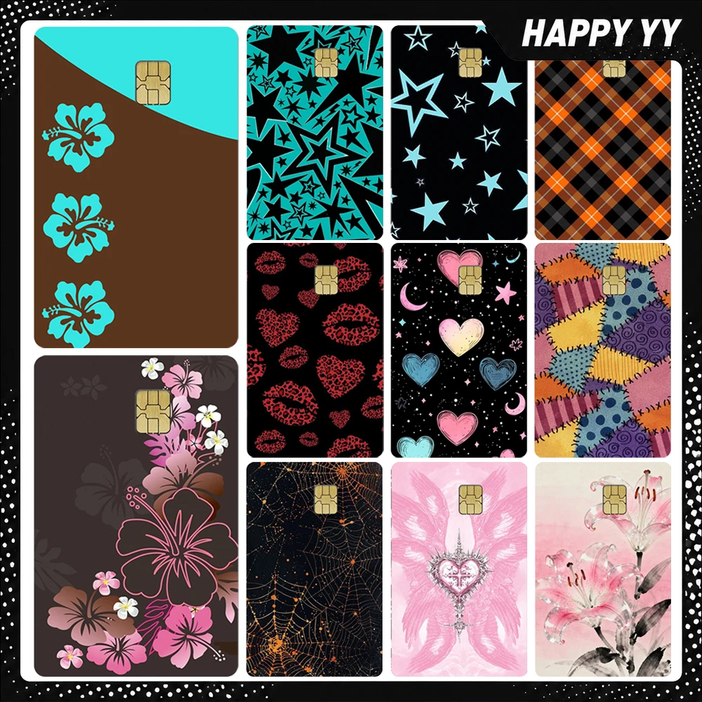 Cute Credit Card Sticker Skin Y2K Coquette Aesthetic Spiderweb Angel Wing Pvc Chip Cover for Debit Credit Card No Fade Gifts