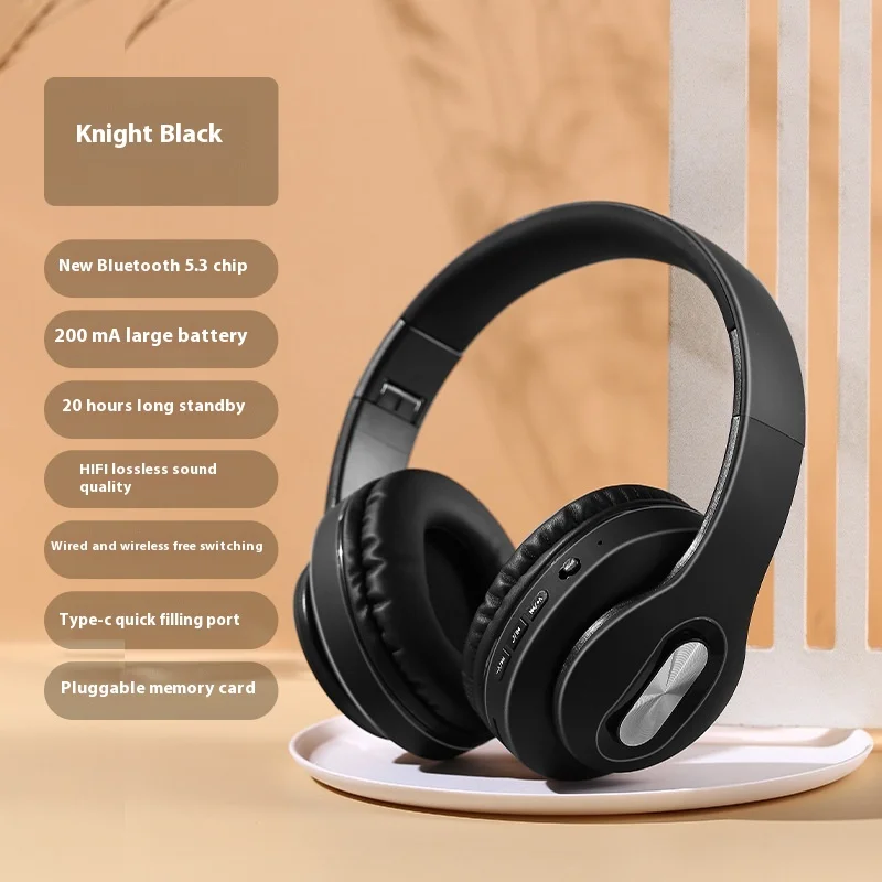 ANC Noise Reduction Ear Protection Head-mounted Bluetooth Headset Long Battery Life Wireless Metal Retractable Headset