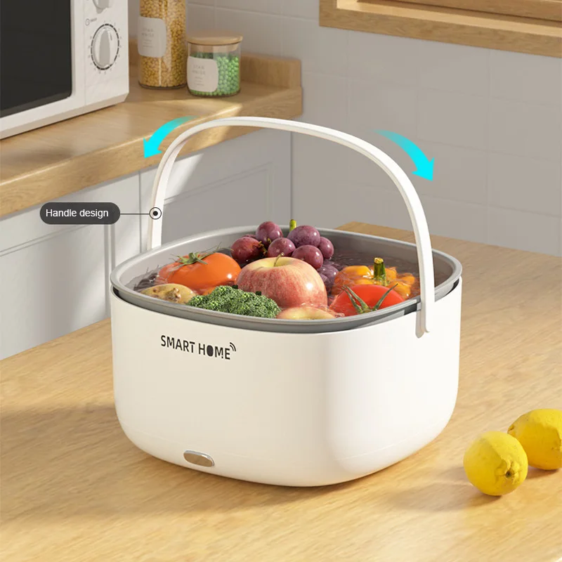 Electric Fruit Vegetable Basket Separate Double-Layer Sonic Vibration Pesticide Residues Wash Kitchen Cleaning Machine