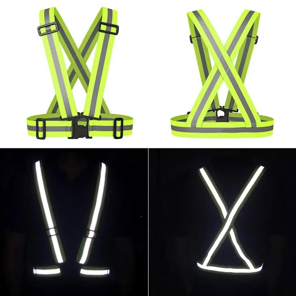 Reflective Safety Vests Lightweight Adjustable Elastic Vest Jacket Hi Vis Reflective Strips for Traffic Control Running Cycling