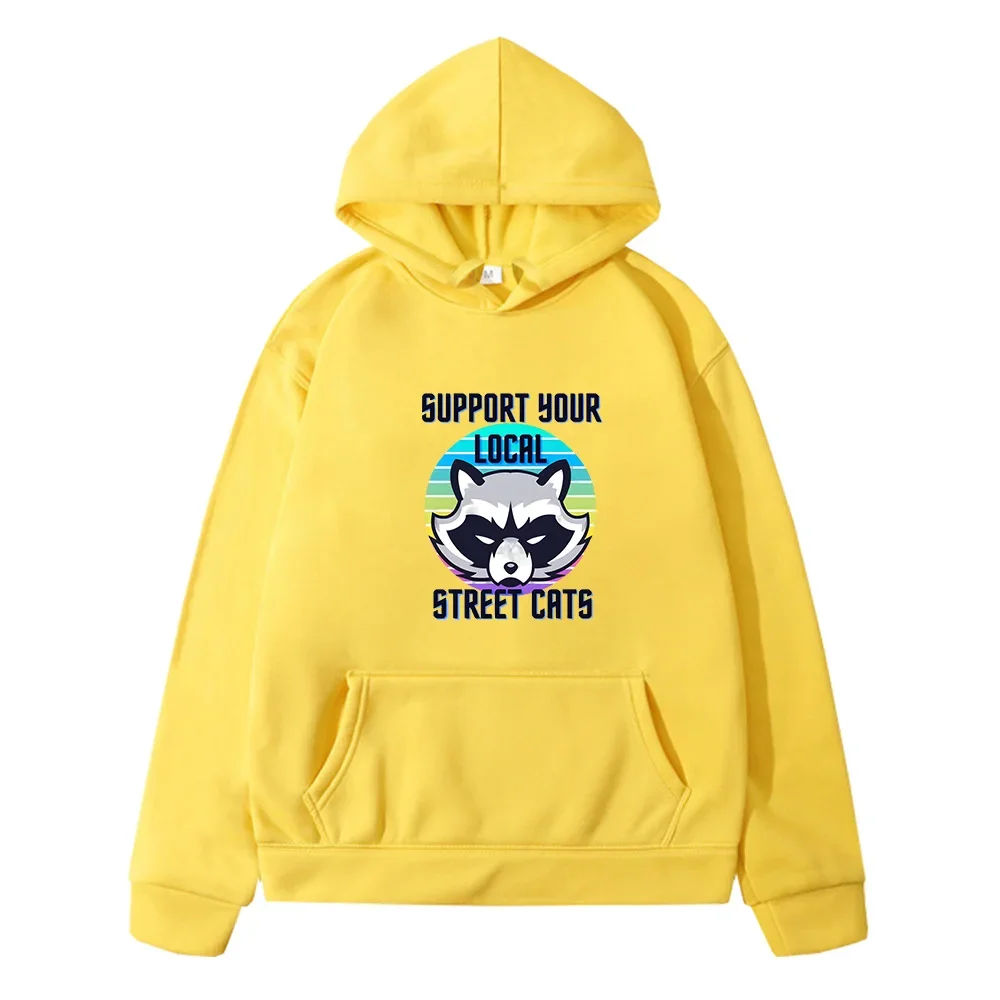 Local Street Cat Hoodies Women Harajuku Funny Kawaii Sweatshirts Unisex Japanese Anime Manga Pullovers Girls Padded Sportwear