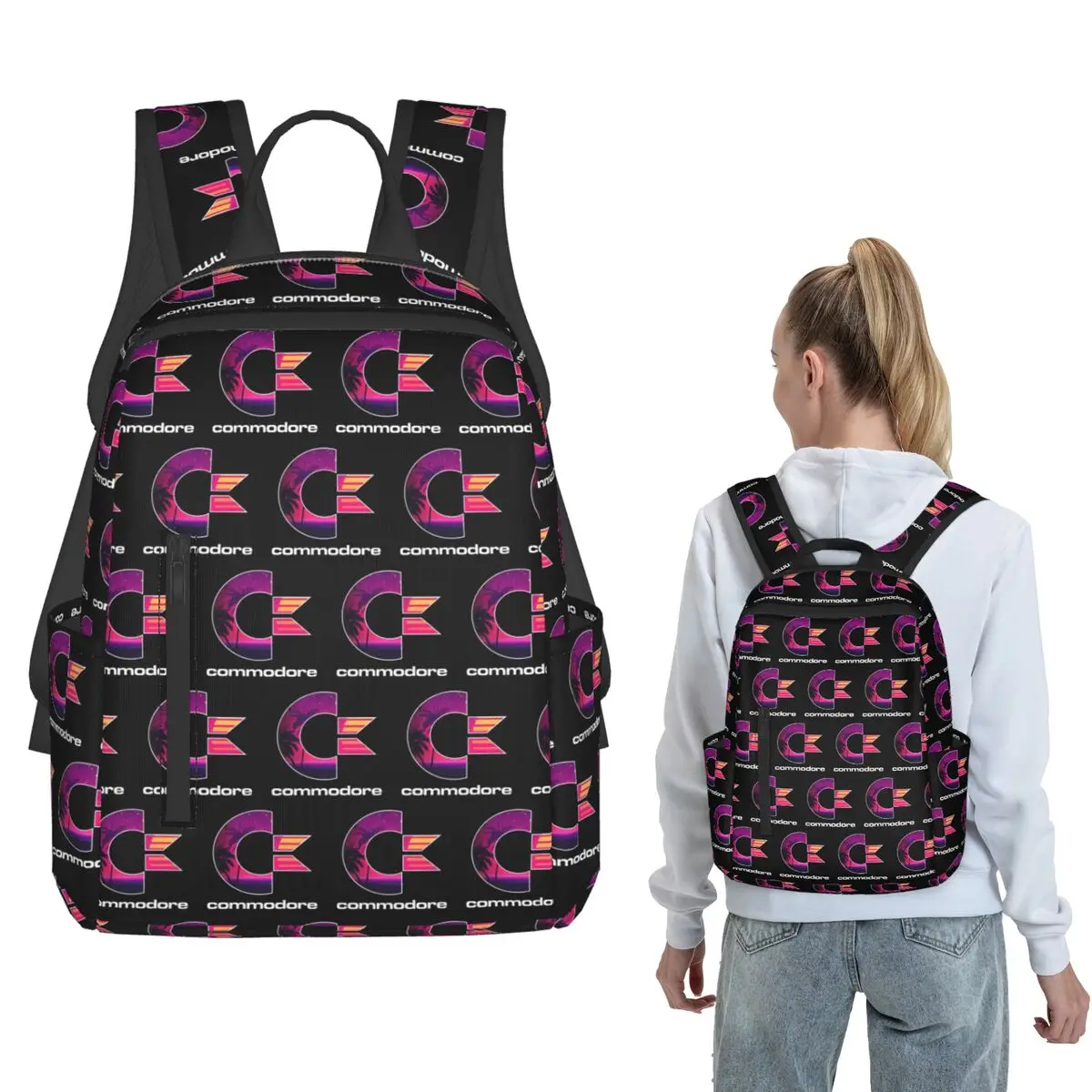 

C64 80's Theme Backpack Daypack Children BookBag School Bag Shoulder Bags for Men Women