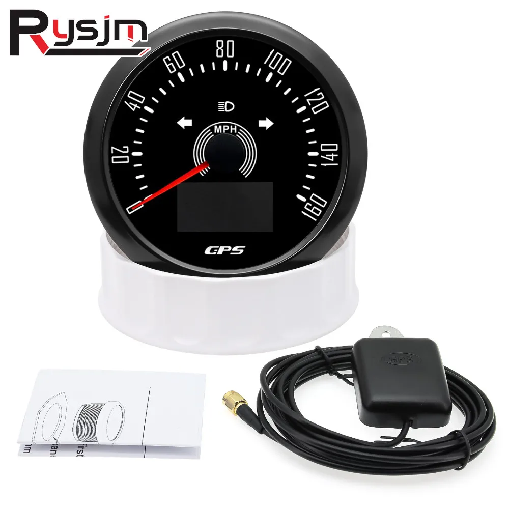 85mn Digital Odometer 0-160 MPH Odometer Gauge GPS Speedometer 7 Color With Antenna For Motorcycle Boat Car Speed Trip ODO COG