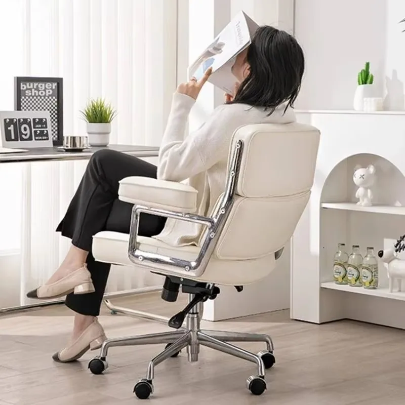 

Heavy Vintage Office Chair Tan Soft Ergonomic Comfortable Living Room Office Chair Swivel Relaxing Chaise De Bureau Furniture