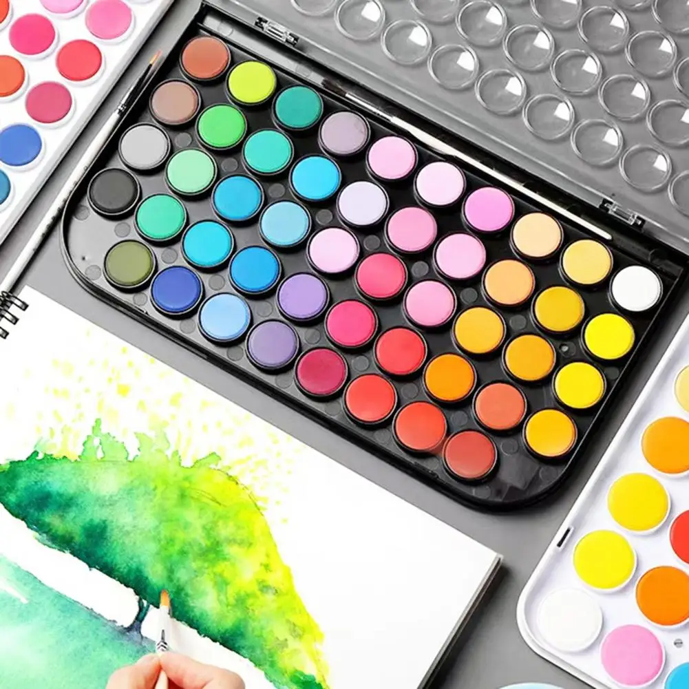 Dissolves in Water Watercolor Paint Kit Portable Watercolor Paint Set High Chromaticity Solid Watercolor Kit for Illustrations
