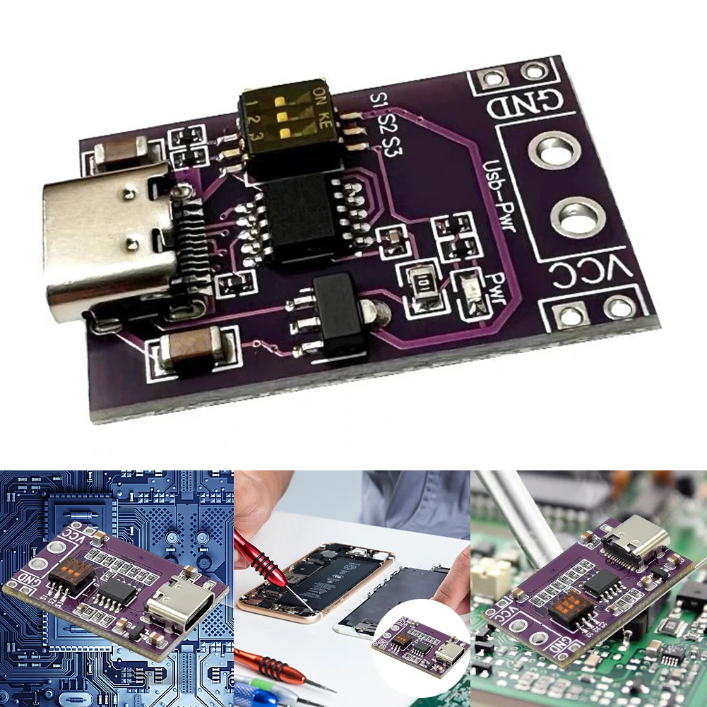 PD/QC/AFC Fast Charge Decoy Trigger Type-C Charging Board with DIP Switch 5V 9V 12V 15V 20V Fixed Voltage Output