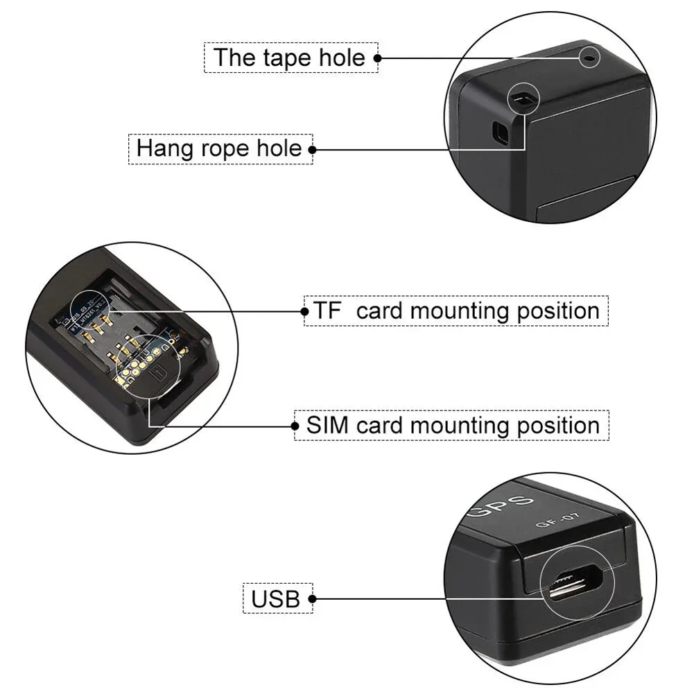 GF07 Anti loss Mini GPS Tracker Car GSM GPRS GPS Locator SMS Tracking Alarm Sound Monitor Voice Recording Smart Trackers