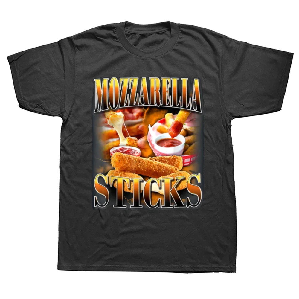 Camisetas divertidas de Mozzarella Sticks para hombre, ropa de calle de algodón con gráfico de estilo veraniego, camiseta de manga corta, regalos de cumpleaños