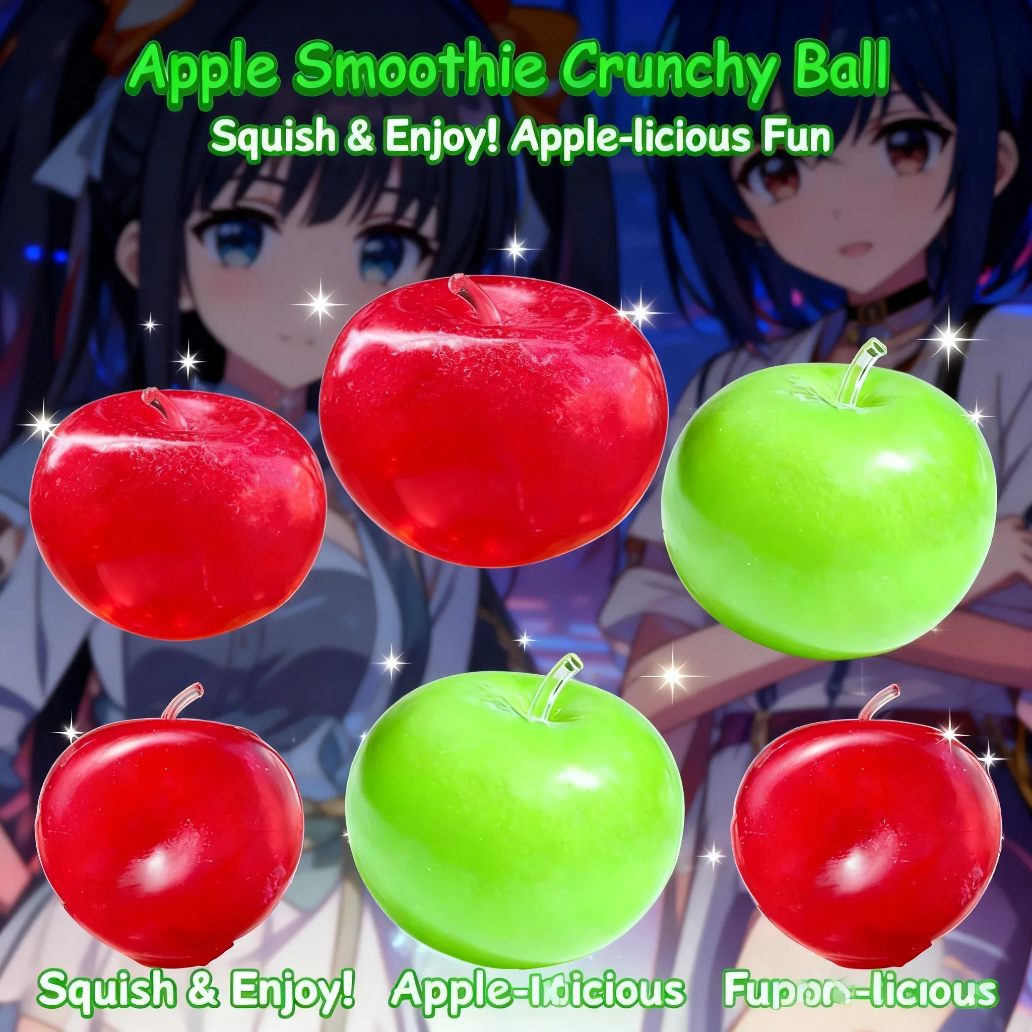 Red Apple Smoothie Stress Ball Squishy Toy Green Apple Crunchy Moldable Non-Bounce Fidget Sensory Gift Relax Vent