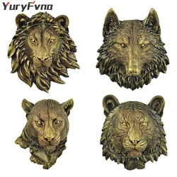 YuryFvna Decorative Resin Tiger Lion Wolf Bear Animal Head Holder Wall Hanger Statue Animal Shapedat Hook Hanging Rack Home
