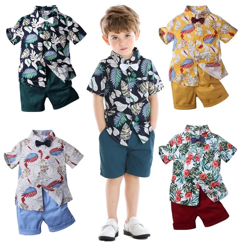 

Baby Boy Clothes Baby Clothes 1-7 Years Old Summer Short-Sleeved Shorts Suit Baby Printed Shirt Casual Shorts Two-Piece Suit