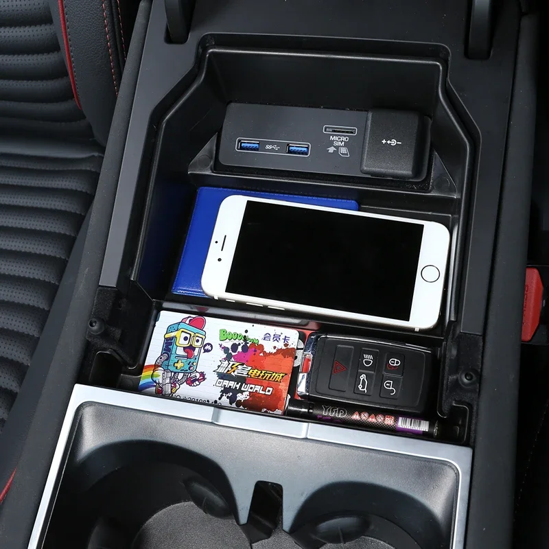 

For Land Rover Discovery Sport 2020-24 ABS Black Car Center Control Armrest Box Storage Box Organize The Pallet Car Accessories