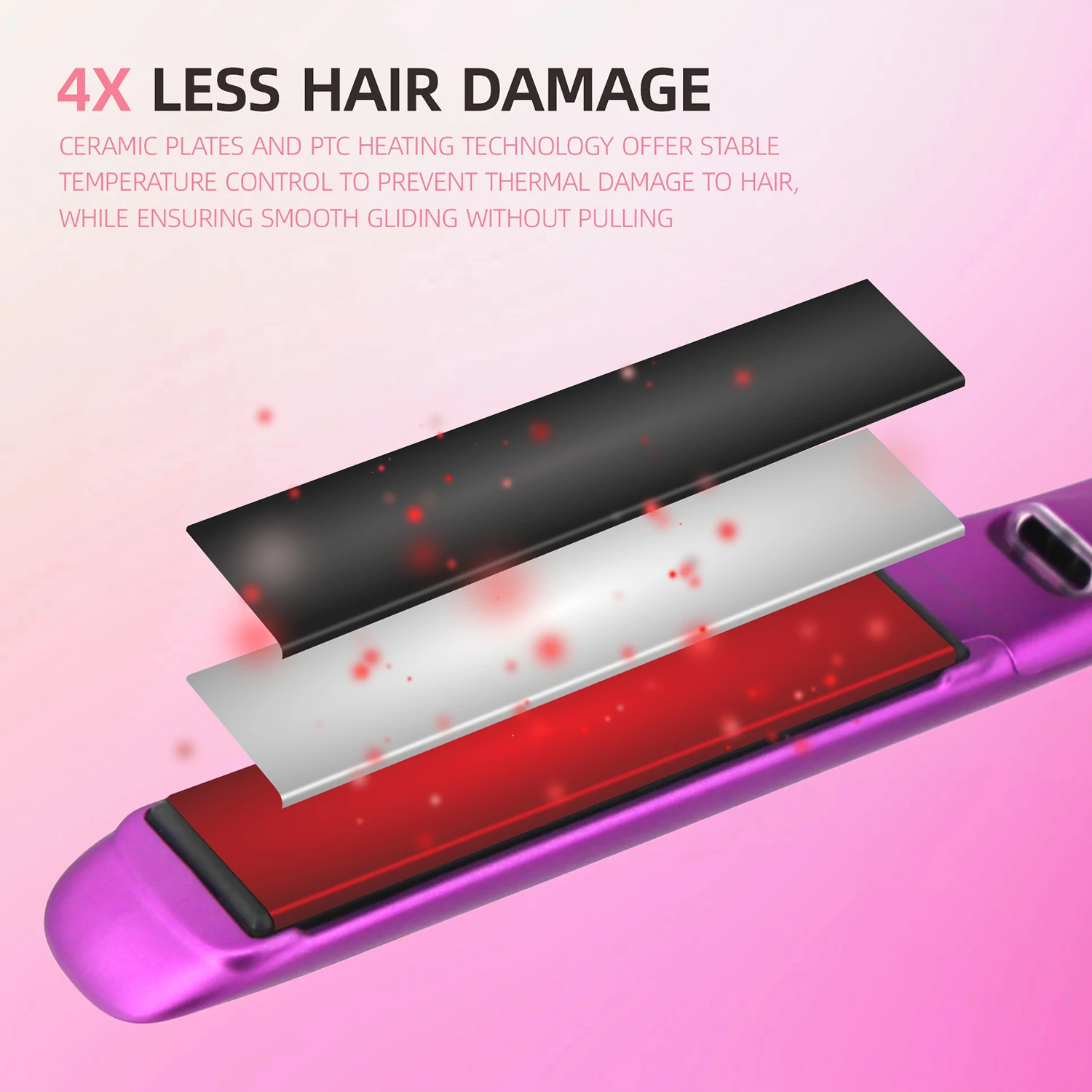 RUCHA Hair Straightener Professional High Temperature Keratin Treatment 500F Hair Flat Iron for Frizzy Hair Recovers the Damaged