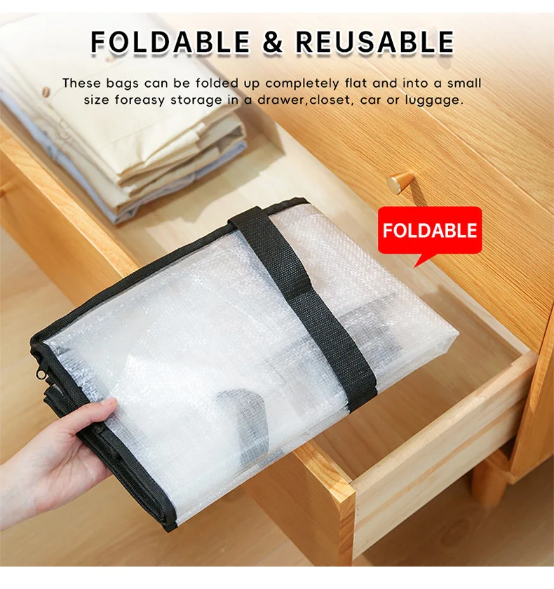 حقيبة تخزين شفافة، لحاف من القطن، حقيبة متحركة للملابس، حقيبة تنظيم لحاف ذات سعة كبيرة مقاومة للماء والرطوبة #4