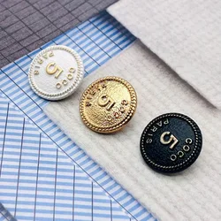 Luxury Design Golden Black White 5 Five Number Round Metal Buttons For Clothing DIY Sewing Accessories Decor Button