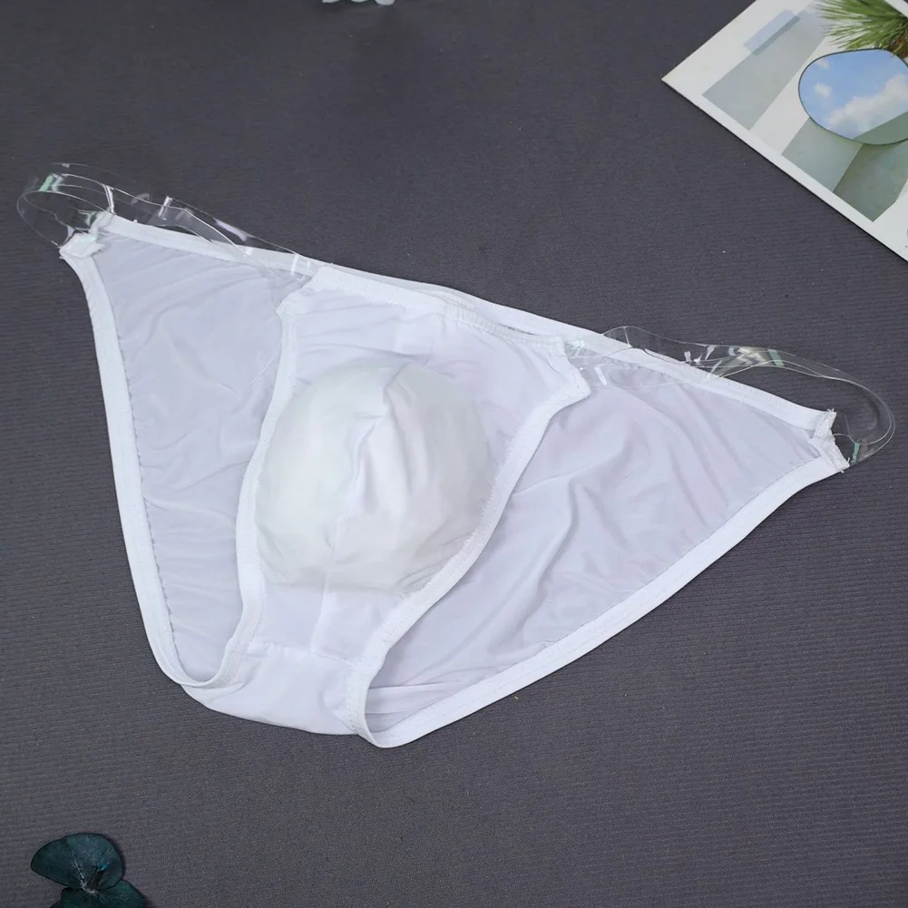 1pc Men Transparent Belt Elastic Briefs Breathable Comfortable Soft Underwear Sports Low-rise High Fork Panties