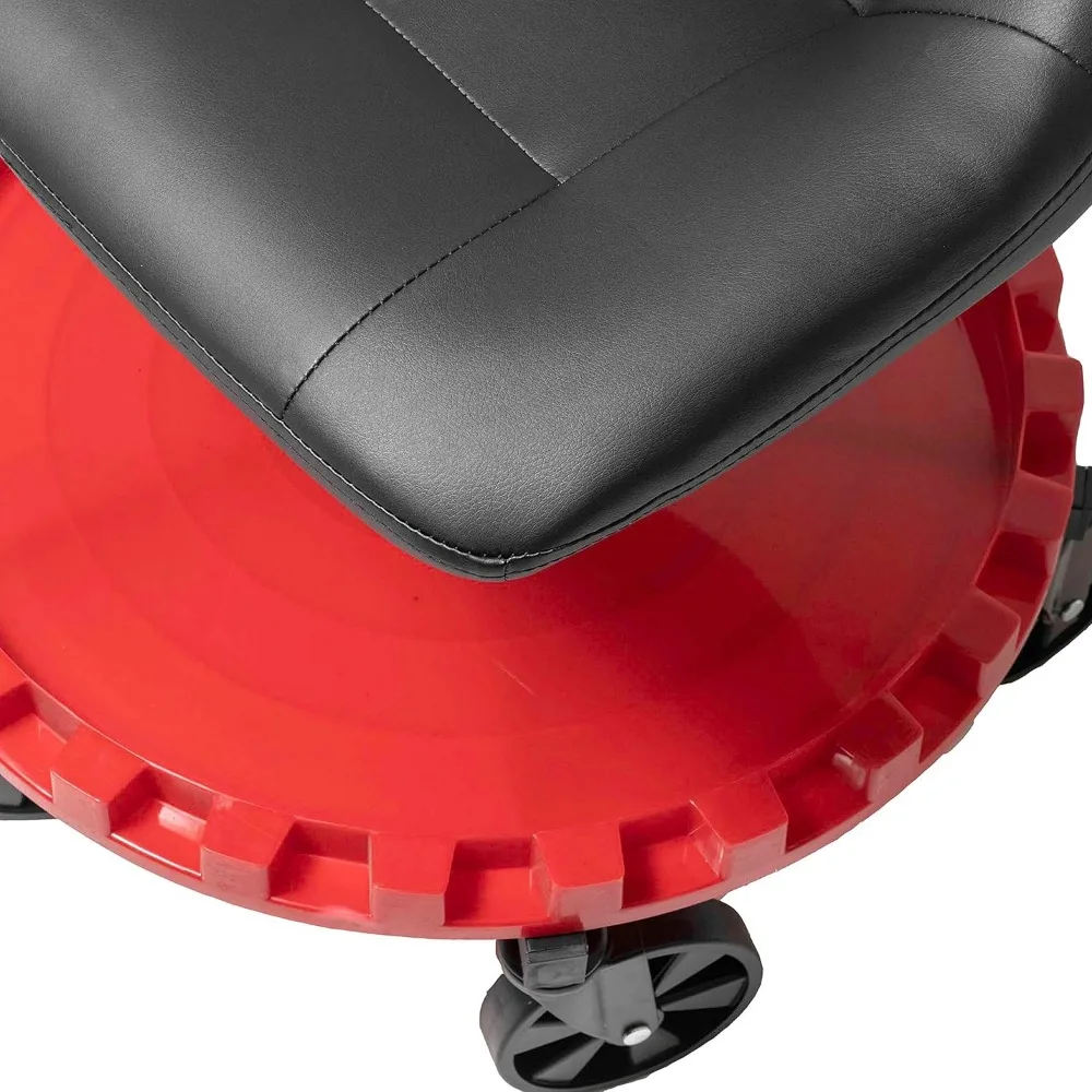 ヘビーデューティー400ポンド耐荷重Traxion 2-230モンスターローリングメカニックチェア、パッド入りシート付き、車輪付きガレージショップチェア、ツールトレイ付き