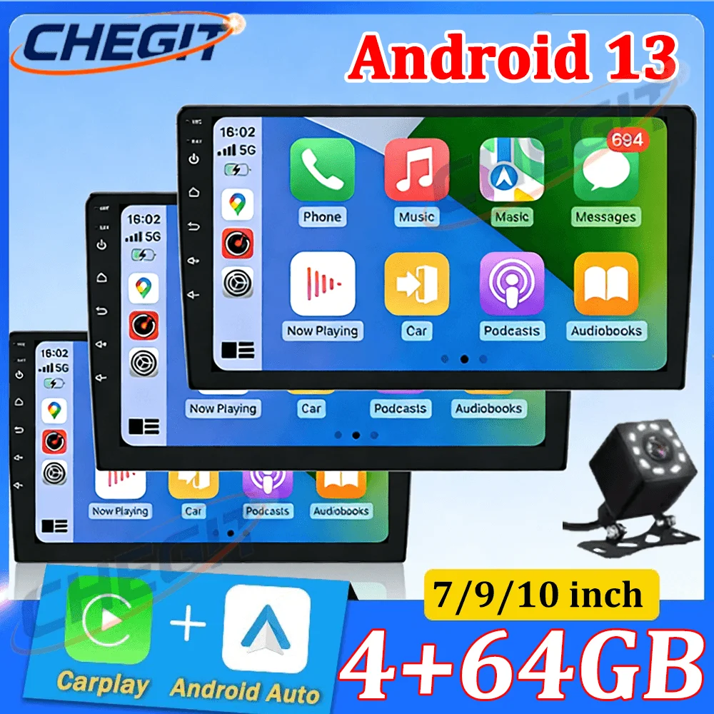 

Автомагнитола Android 13, 32G/64G, 7"/9"/10", GPS, 2 Din, мультимедийный проигрыватель для автомобилей Hyundai и Toyota, интеллектуальная система для авто.