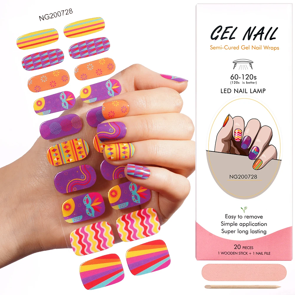 

Ladies' Favorite：Hot Selling Korea Semi Cured Gel Nail Strip Long Last Healthy Uv Light Gel Nail Wraps