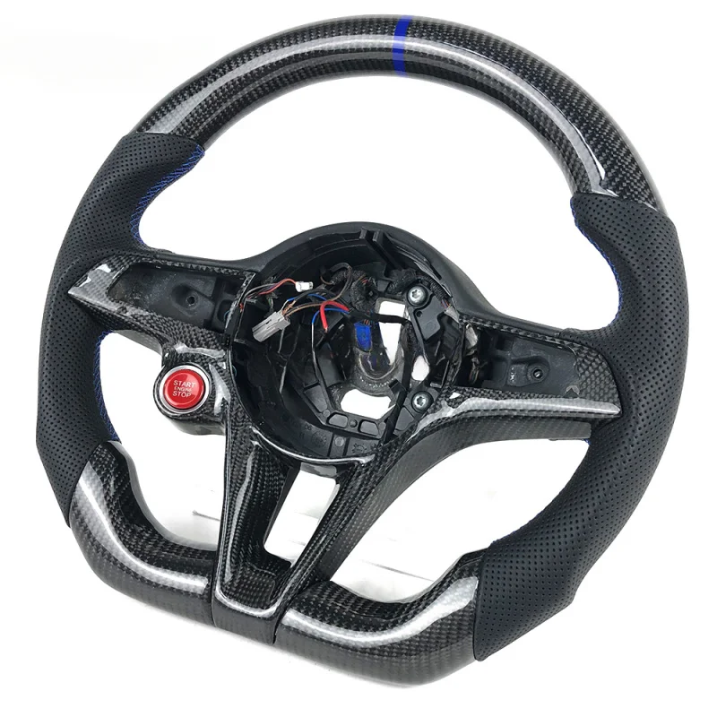 For Alfa Romeo Custom Genuine Carbon Fiber Black Perforated Leather Sports Steering Wheel