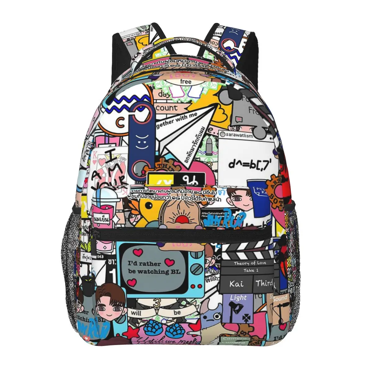 

BL Sticker Bombed Backpack Hot Sale Daypack Large Capacity Boys Girls BookBag School Bag Shoulder Bags for Men Women